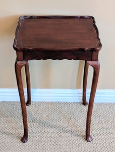 lot 35 image: LR - The Bombay Company Petite Bombay Wood Accent Table