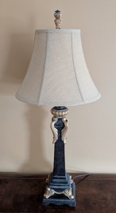 lot 129 image: LR - Table Lamp - Black Pedestal with Gold Accents