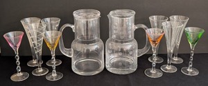 lot 135 image: LR - Assorted Cordial Glasses & pitchers