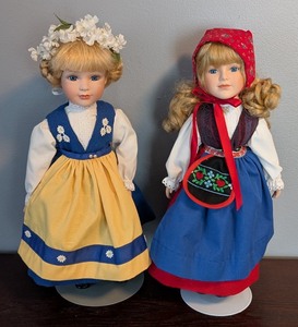 lot 167 image: B1 - Scan-dolls Porcelain Scandinavian Dolls - 15 inches Tall (Lot of 2)