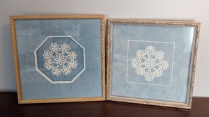 lot 180 image: B2 - Pair of Framed Crochet Doilies