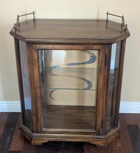 lot 220 image: EW - Display Cabinet with Glass Doors & Shelves - Wood Finish