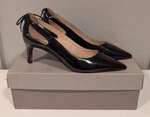 lot 226 image: MB - Franco Sarto L-DOE Black Patent Slingback Pumps - Womens Size 9