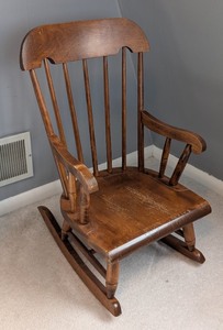 lot 235 image: B2 - Vintage Childs Wooden Rocking Chair