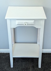 lot 240 image: B - Petite White Side Table - Drawer & Lower Shelf