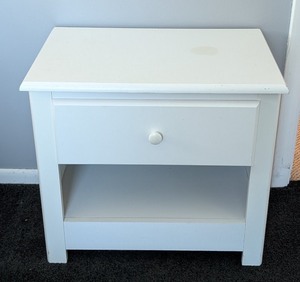 lot 241 image: B - White Nightstand -1 Drawer, Open Shelf