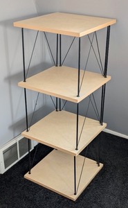 lot 242 image: B - Shelf Unit 4-Tier, 16 x 16 in, 40 in Tall with Black Wire Supports