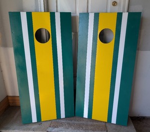 lot 250 image: G - Cornhole Boards Pair 24 x 48 in - GreenYellow Striped