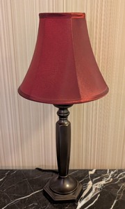 lot 253 image: Table Lamp - Burgundy Shade, Dark Bronze