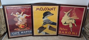 lot 260 image: Vintage French Advertising Posters - Caf Martin, Mossant, Ptes Baroni