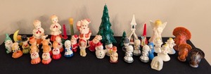 lot 261 image: Vintage Christmas Candle Figurines - Snowmen, Angels, Nativity & Trees