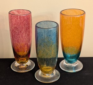 lot 277 image: Hand-Blown Glass Tumblers - Set of 3 - Colorful Rainbow Gradient