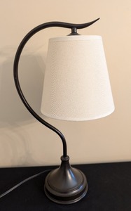 lot 289 image: Arc Table Lamp - Matte Black Base with White Drum Shade