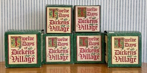 lot 51 image: Department 56 Dickens Village - 6 Hand-Painted Porcelain Accessories (I II III V VII X)