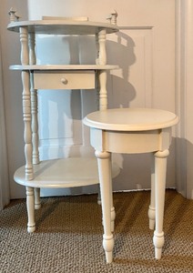 lot 87H image: BR1- Two Shabby Chic Style White Painted Tables