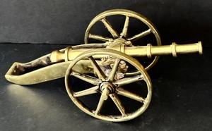 lot 156H image: SR - Brass Cannon Figurine - Vintage Military Collectible, 6-Inch Long
