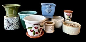 lot 157H image: SR - Assorted Ceramic Planters - 10-Piece Set