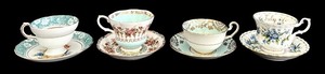 lot 189H image: SR - Royal Albert Tea Cup & Saucer Sets - Victoria, Rosina & 2 More RA Patterns (Lot of 4)