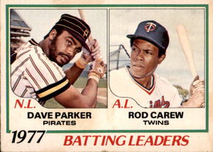1977 O-Pee-Chee Batting Leaders Rod Carew Card (RARE CANADIAN VERSION)