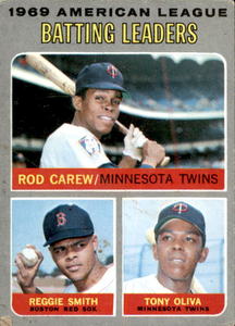 1971 Tops American League Batting Leaders Rod Carew and Tony Oliva (MARKED)