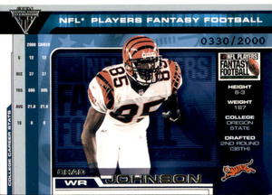 2001 Pacific Titanium Chad Johnson Rookie Card Serial #d 2000