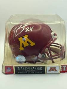 Marion Barber Autographed Minnesota Gophers Mini Helmet, Rare College Memorabilia Autograph From a Franchise/Fan Favorite, Comes with Metal Nameplate and Original Box