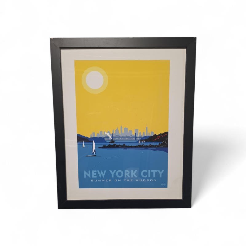 lot 110 image: New York City Summer on the Hudson Framed Artwork