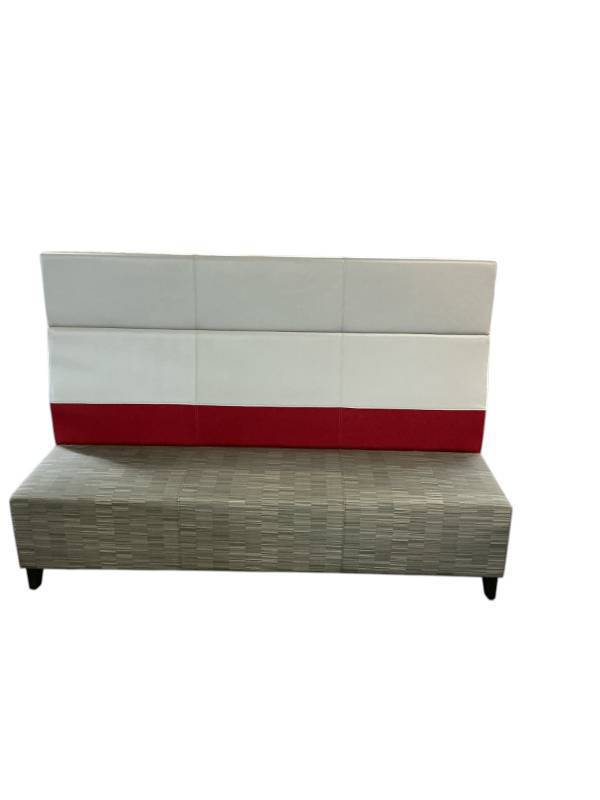 lot 133 image: Bench Seating SilverRed 80 x 26 x 53 and retails new for $4700