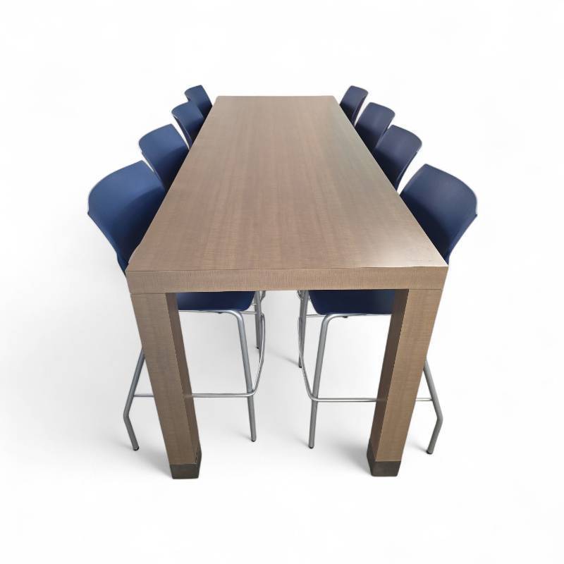 lot 140 image: Pub Height Conference Table with 8 Pub Stools and Retails for $6700