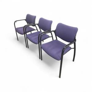lot 128 image: Lot of 3 Herman Miller Aside Stacking Chairs- Purple