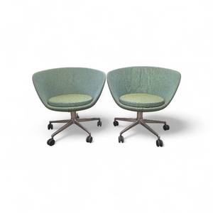 lot 56 image: Vintage Keilhauer Juxta Low Back Swivel Lounge Chairs  Retails new for $1200