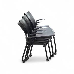 lot 256 image: Set of 4 Sit-on-it Black Stackers on wheels