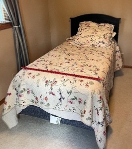 lot 2 image: Twin Bed Frame with Arched Headboard - Dark Finish