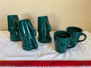 lot 29 image: Teal Ceramic Coffee Mugs