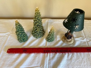 lot 40 image: Crazy Mountain Exclusive Designs Green Christmas Tree Set with Snowflake Lamp - 4-Piece Display