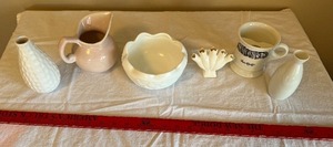 lot 52 image: Lot of 6 - Van Gogh  Mustache Mug, Vases Pitcher