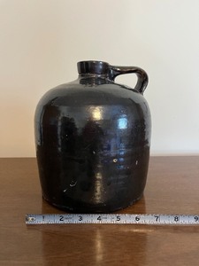 lot 83 image: Brown Glazed Stoneware Jug with Pouring Spout - About 8 in Tall