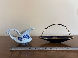 lot 93 image: Delftware Creamer & Blue Bowl - Lot of 2