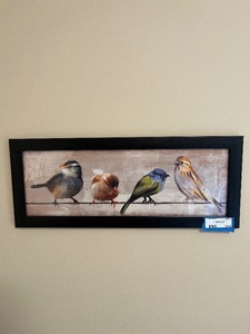 lot 124 image: Birds on a Wire - Framed Wall Art, Black Frame, 24 in Wide