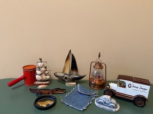 lot 149 image: Georgia Marble Limited Edition No. 14953,000 - Sailboat, Lantern & VW Beetle Miniatures