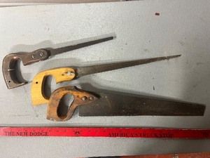 lot 244 image: Three Vintage Hand Saws with Wooden Handles