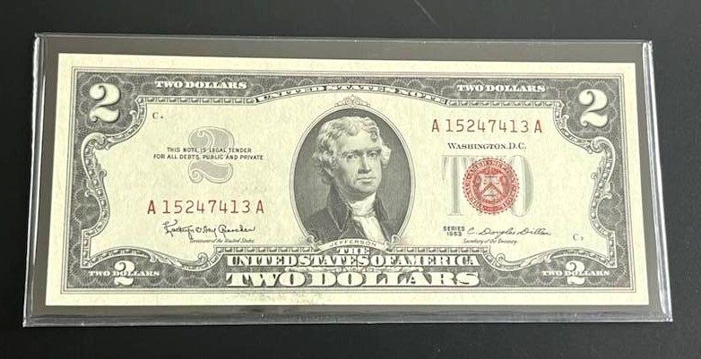 lot 37 image: 1963 $2 Red Seal Banknote (Crisp Uncirculated)