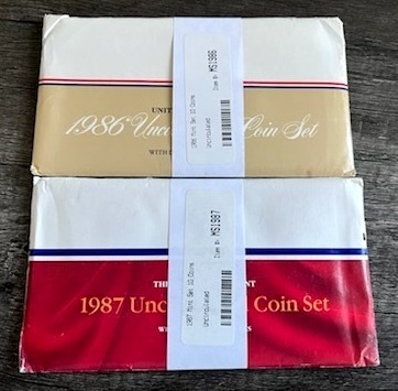 lot 65 image: U.S. Mint Uncirculated Coin Sets - 1986 & 1987