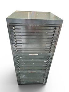 lot 6 image: Vintage TECHNICON Lab Aid Slide File System Cabinet (41 Tall x 19 Wide x 19 Deep)