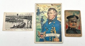 lot 27 image: Antique & Vintage Military Trading Cards - #78 The Great War Cigarette Trading Card (General Hunter Liggett)  1956 Topps U.S. Presidents #15 Zachary Taylor  U.S. Naval Training Station Newport, R.I.