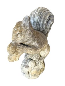 lot 59 image: Vintage 14.5 Tall Cast Stone Concrete Garden Squirrel Statue