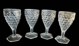 lot 62 image: Vintage 4.5 Tall Fostoria American Clear Stemmed Cordial Glasses