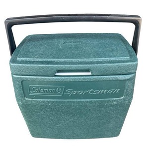 lot 67 image: Vintage COLEMAN Sportsman (5274) Green Cooler (13.5 Tall x 14 Wide x 9.5 Deep)