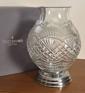lot 15R image: BR1 - Waterford Crystal Fruited Plain Hurricane Candle Holder