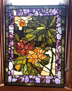 lot 18R image: BR1 - Vintage Stained Glass Panel - Floral Motif